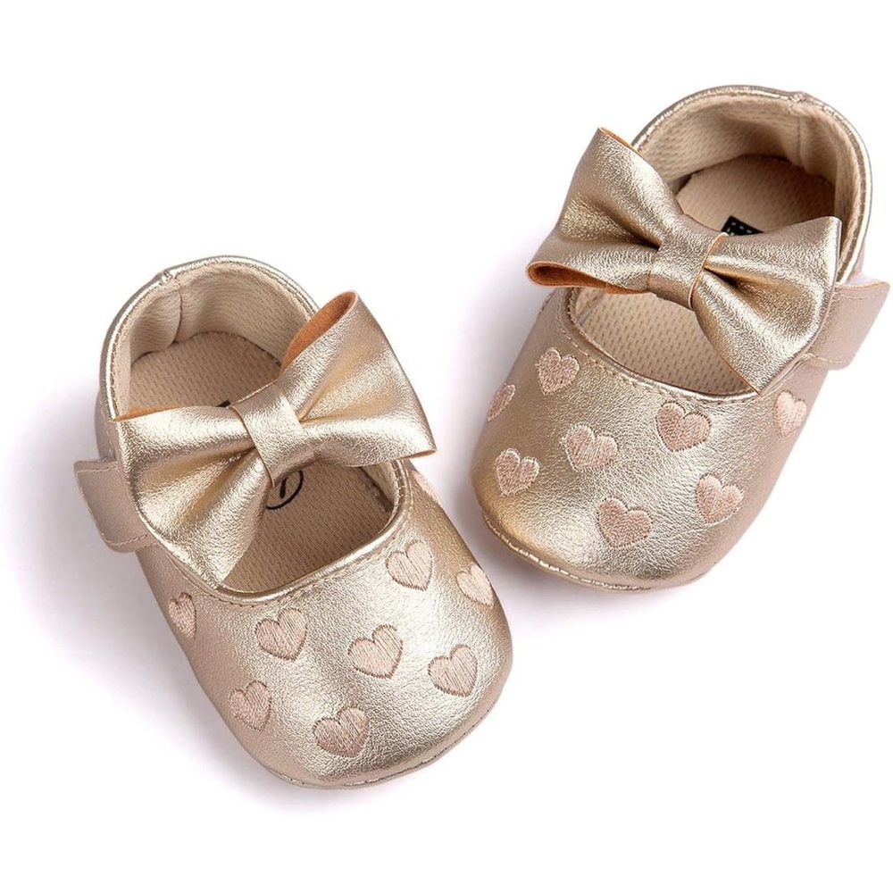Charming Gold Baby Shoes with Heart Design size 12-18 months